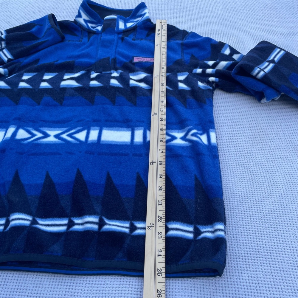 Vineyard Vines Mens XS Shep Fleece Pullover Aztec Blue Geometric Snap Mock - Picture 6 of 7